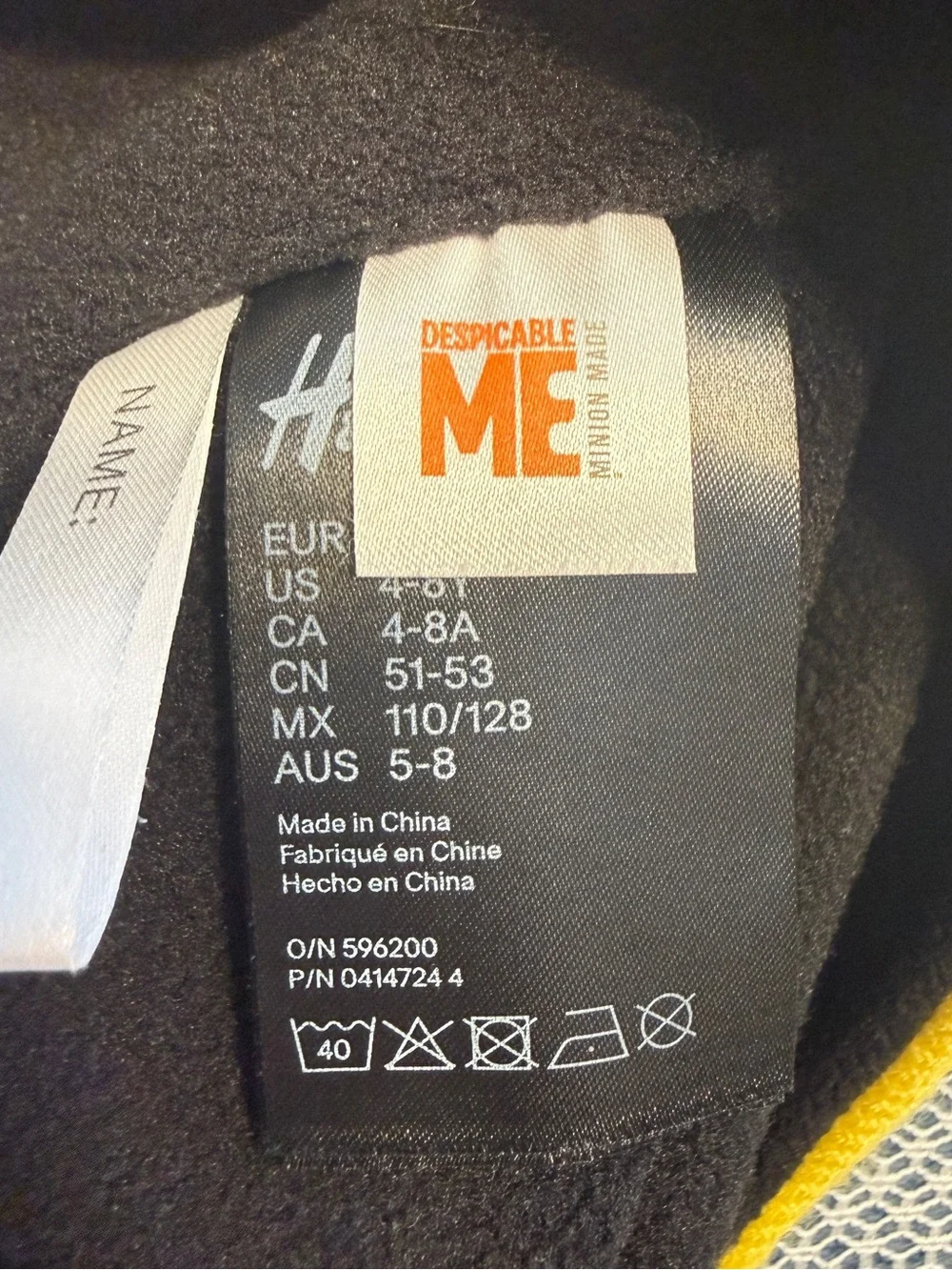 H&M Yellow Despicable Me Minion-Inspired Knit One-Piece Hat Beanie 4-8 Youth